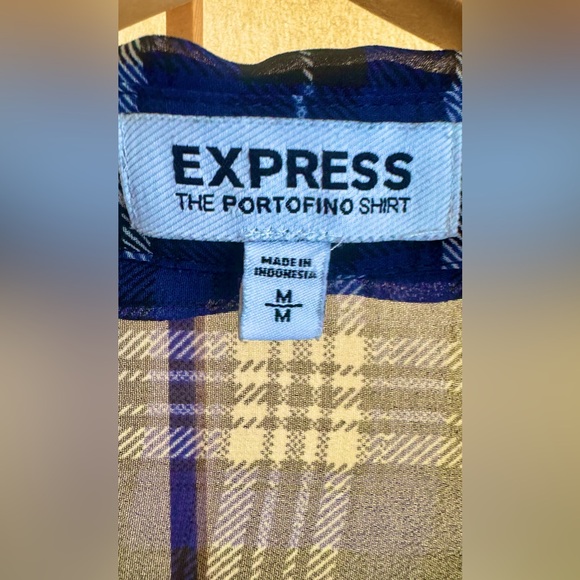 ▪️  Express Plaid, Sheer, Portofino Button-Down Blouse - size Medium - Picture 5 of 15